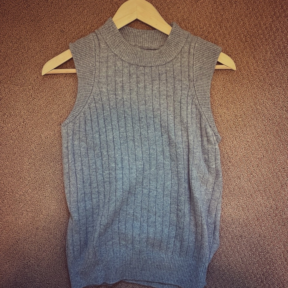 Who What Wear Charcoal Ribbed Sleeveless Sweater